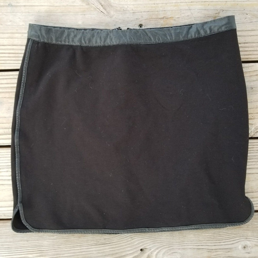 Faux Leather Trim black Mini Skirt